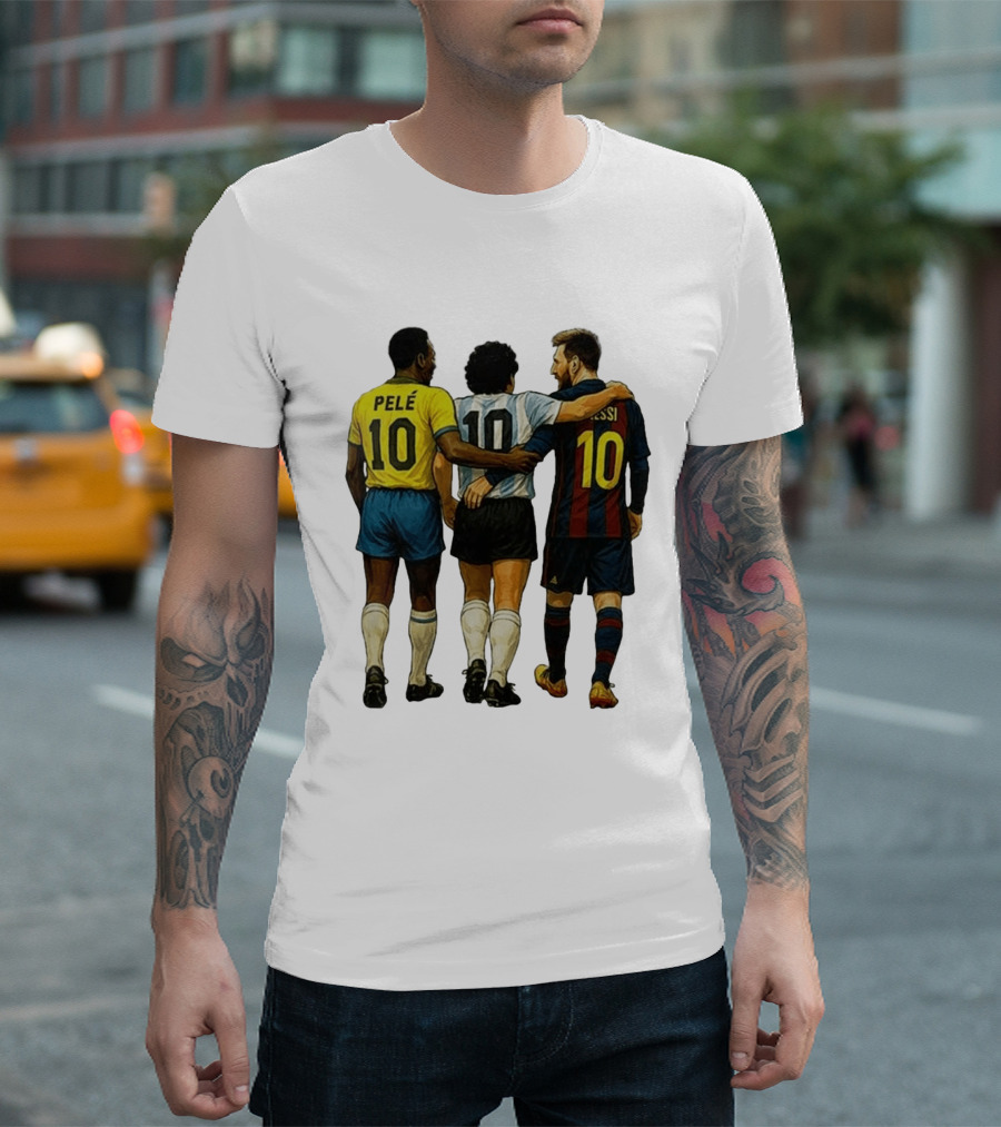 Pele Maradona Messi Football Legends Iconic Trio 10 T-Shirt