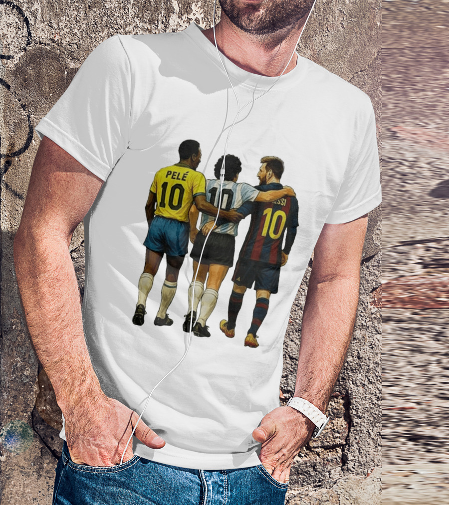 Pele Maradona Messi Football Legends Iconic Trio 10 T-Shirt