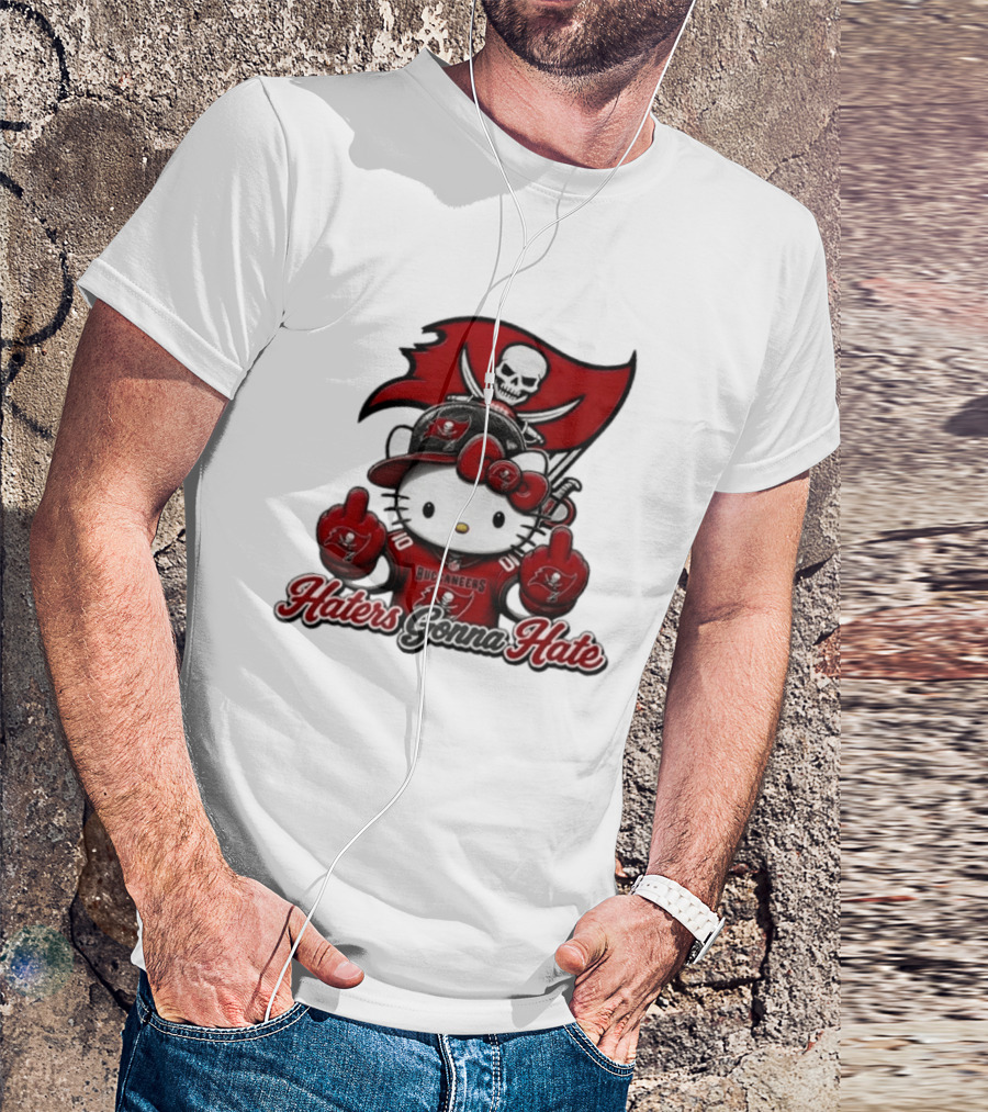 Hello Kitty Buccaneers Football Haters Gonna Hate Middle Finger T-Shirt