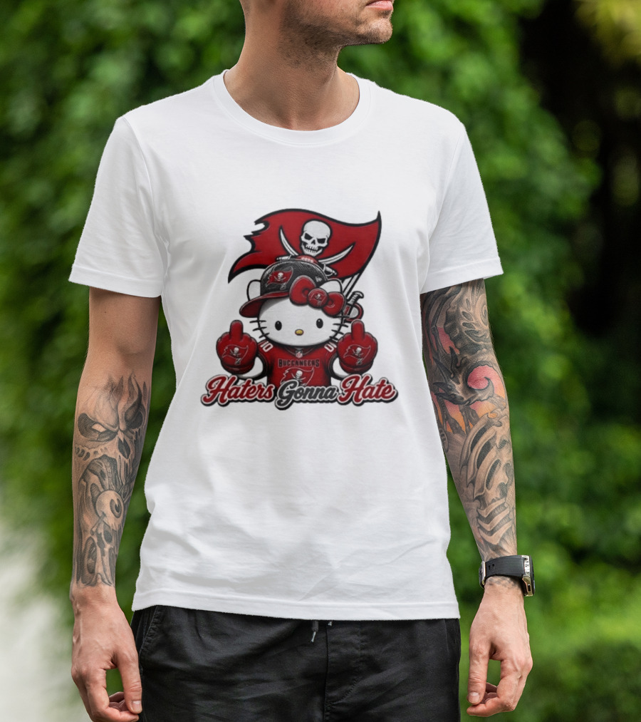 Hello Kitty Buccaneers Football Haters Gonna Hate Middle Finger T-Shirt