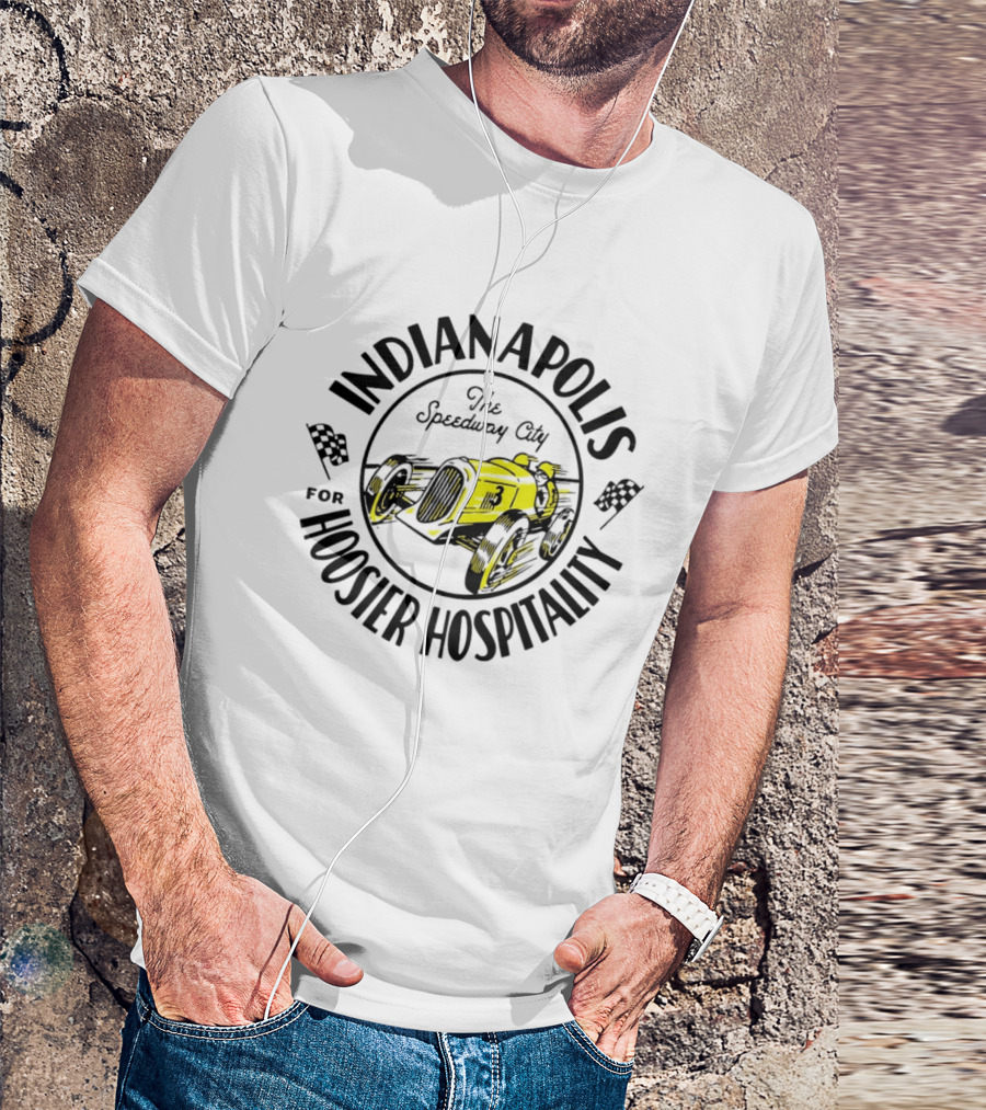 Indianapolis The Speedway City For Hoosier Hospitality Vintage Race Car T-Shirt
