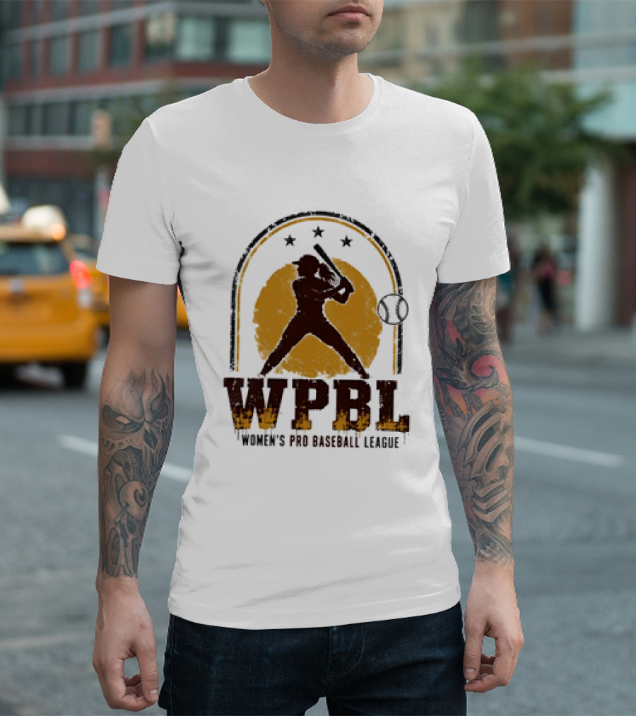 WPBL Women's Pro Baseball League Retro Silhouette Batting T-Shirt