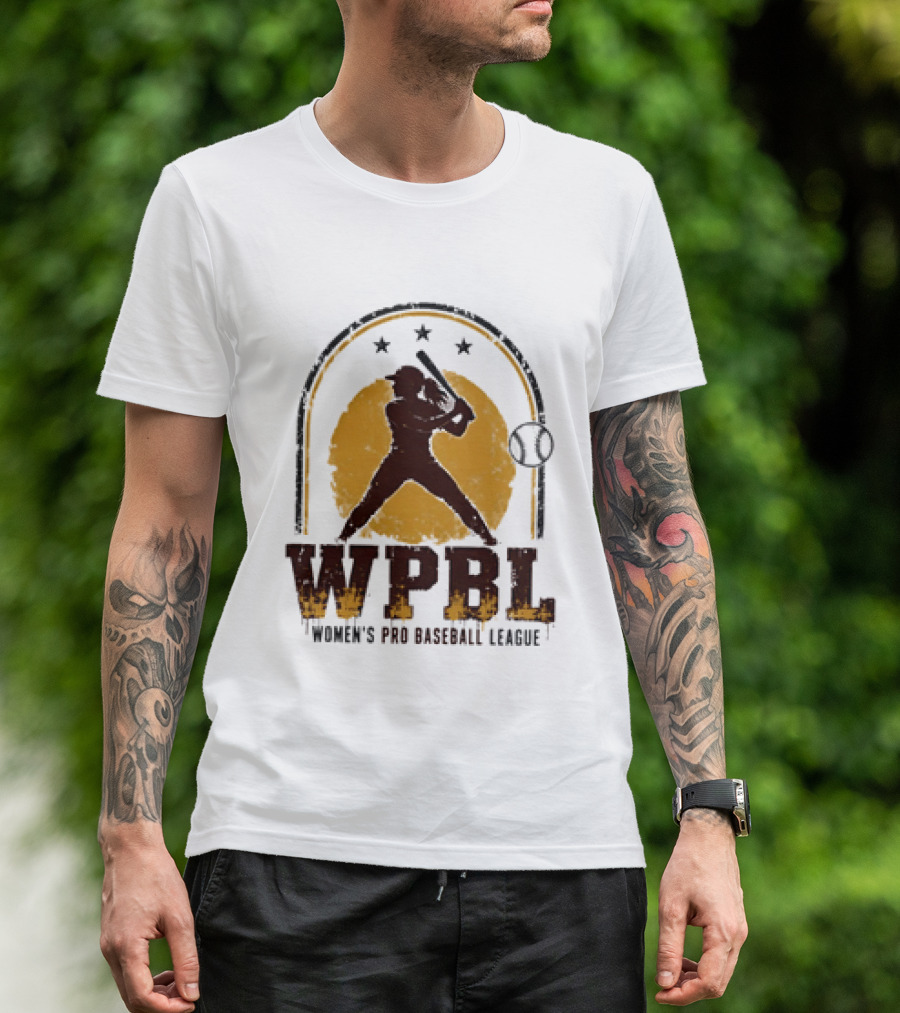 WPBL Women's Pro Baseball League Retro Silhouette Batting T-Shirt