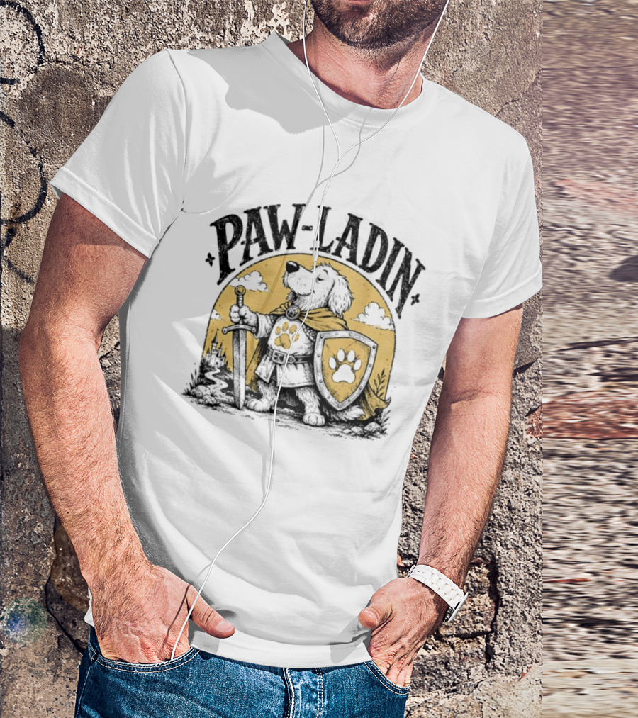 Paw Ladin Knight Dog Sword Shield Fantasy Adventure T-Shirt