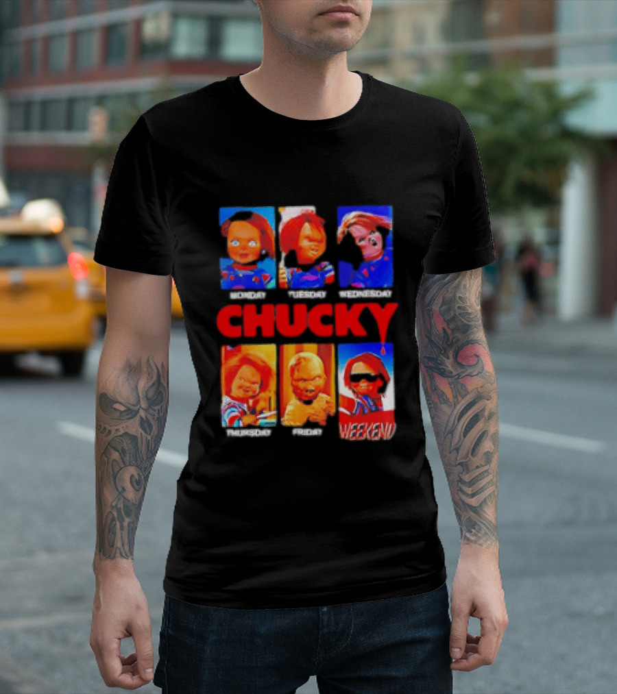 Child's Play Chucky Monday To Weekend Expressions T-Shirt