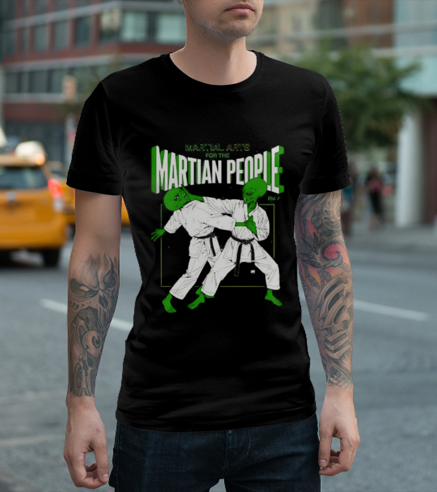 Martial Arts For The Martian People Vol 1 Green Martian Figures In Gi T-Shirt