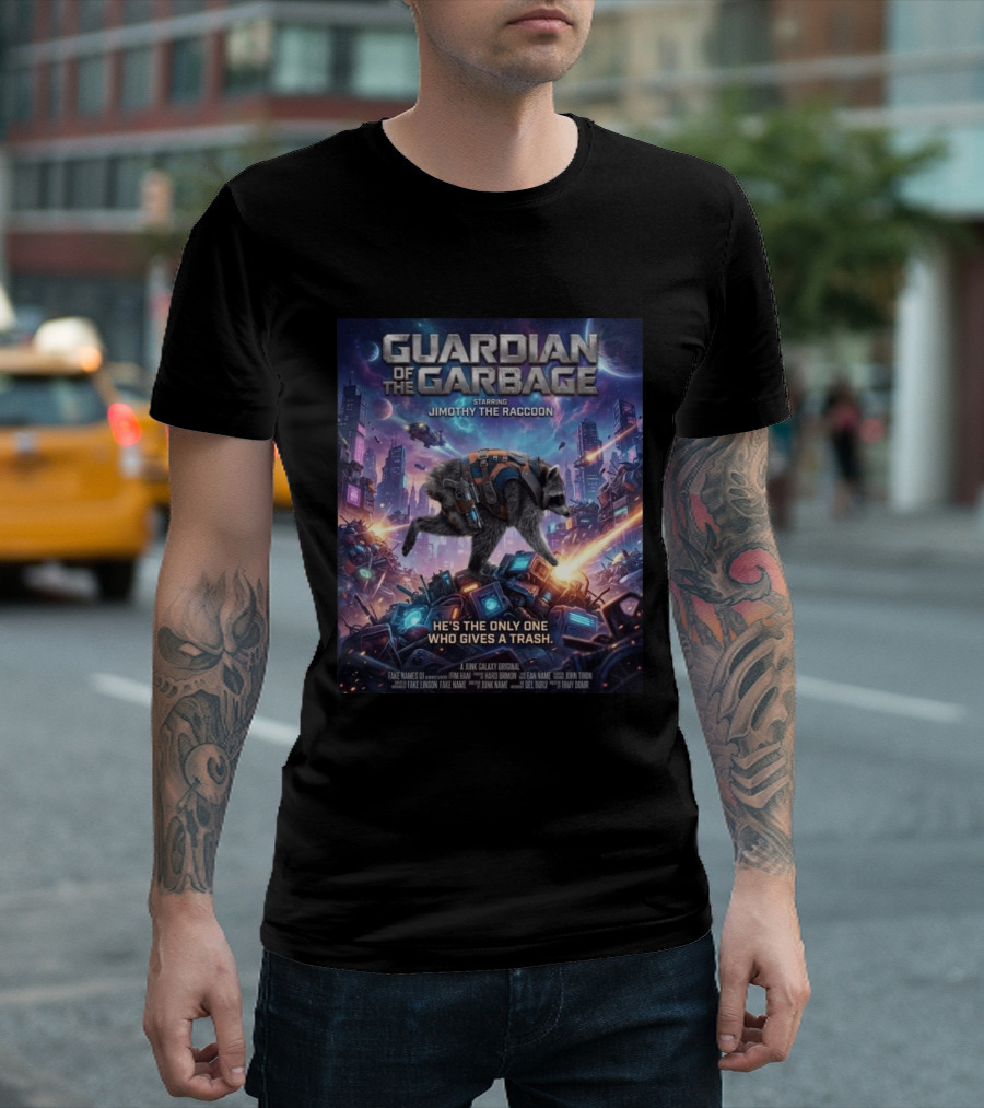 Guardian Of The Garbage Starring Jimothy The Raccoon He's The Only One Who Gives A Trash Junk Galaxy Original T-Shirt