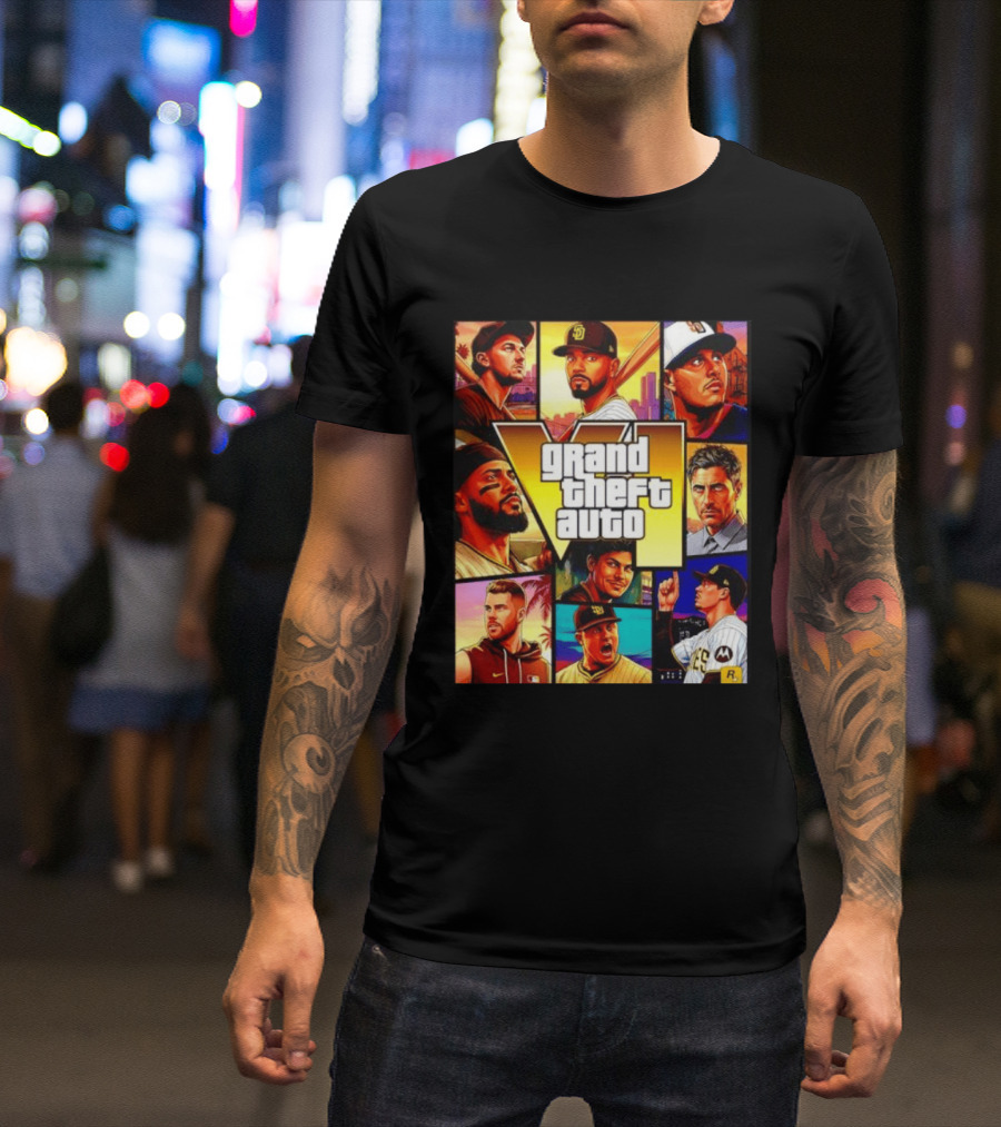 San Diego Padres Grand Theft Auto V Collage Players Team Portraits T-Shirt