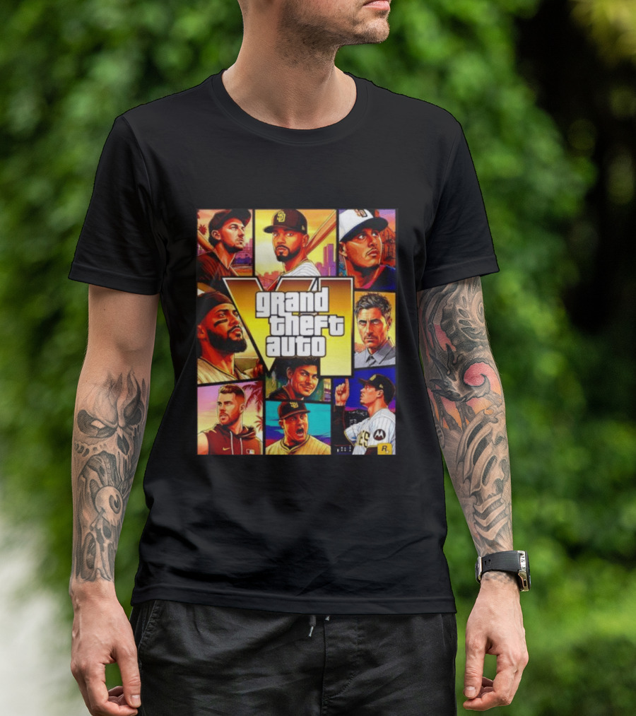 San Diego Padres Grand Theft Auto V Collage Players Team Portraits T-Shirt