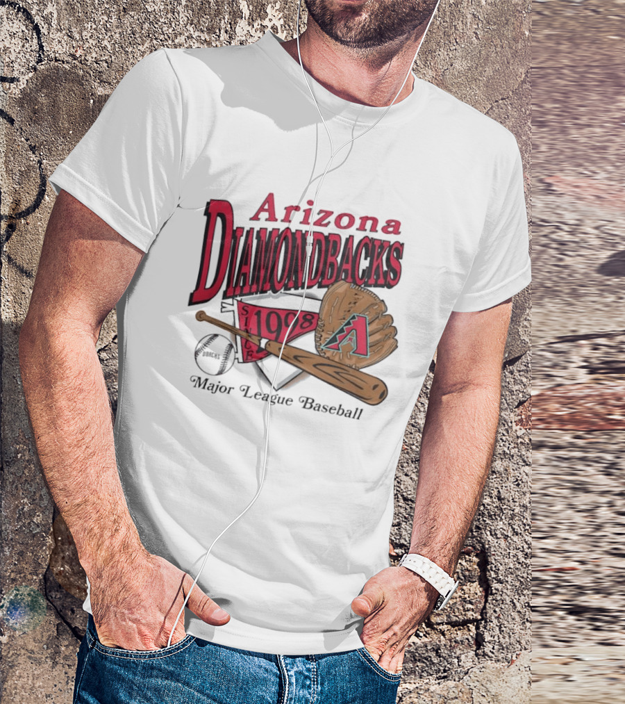 Arizona Diamondbacks Since 1998 Baseball Glove And Bat Major League T-Shirt