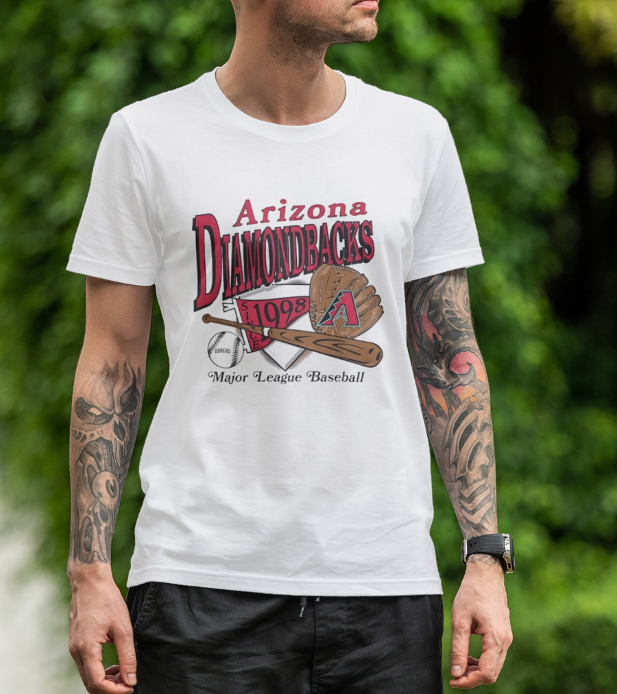 Arizona Diamondbacks Since 1998 Baseball Glove And Bat Major League T-Shirt