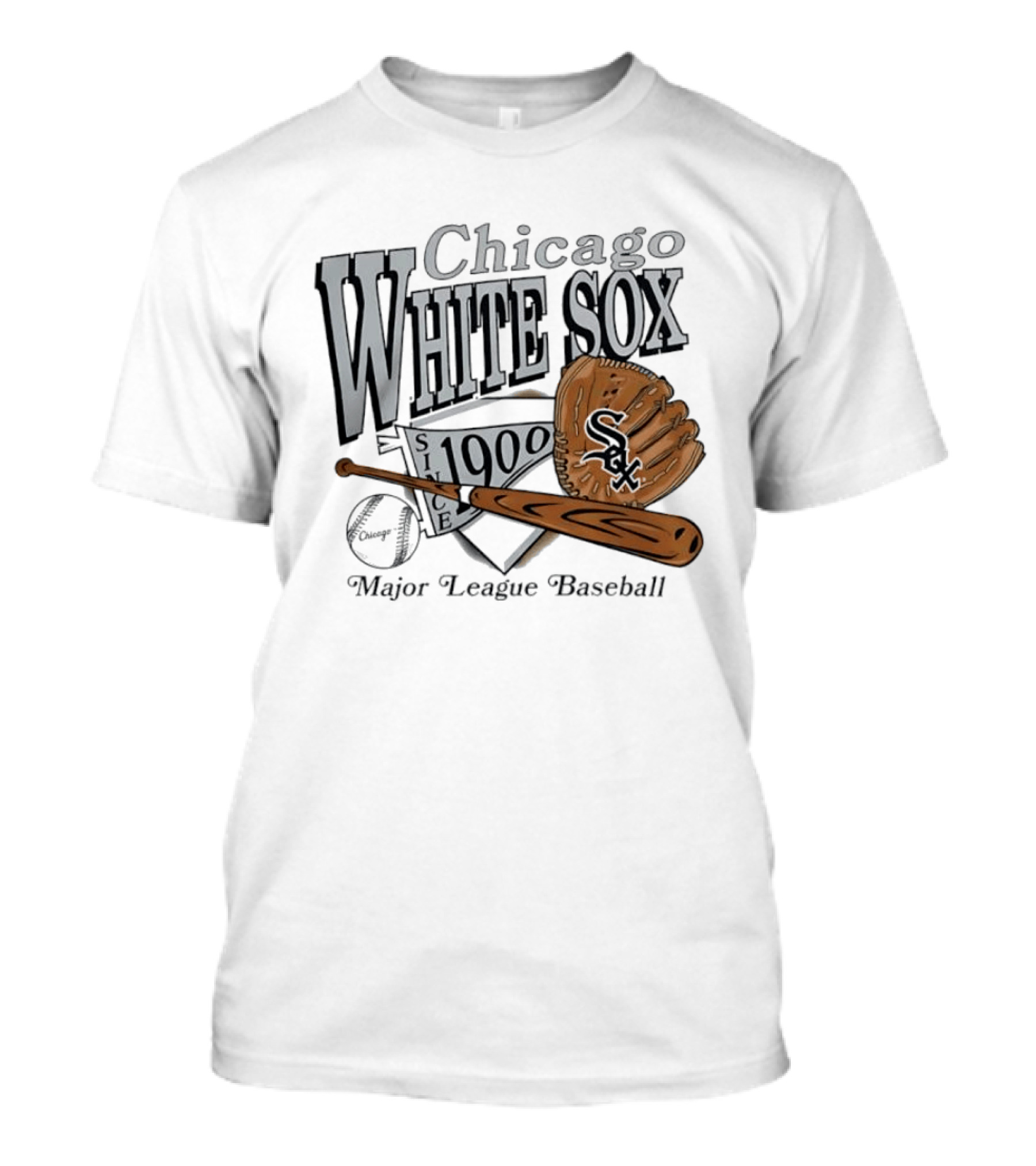Chicago White Sox Since 1900 Major League Baseball Vintage Style Glove And Bat T-Shirt