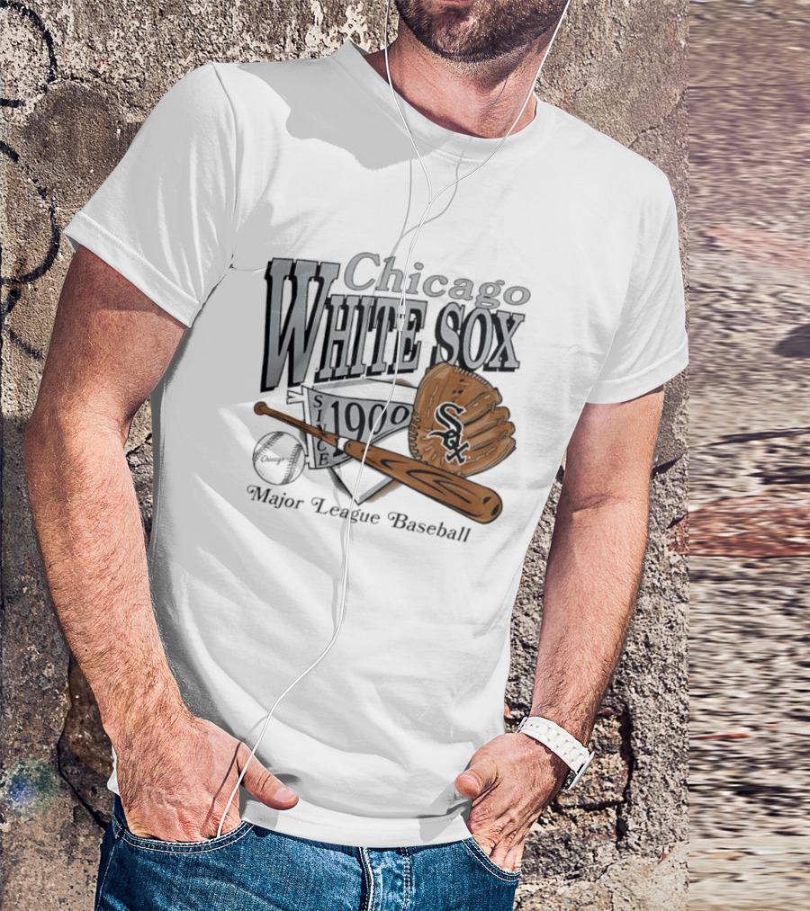 Chicago White Sox Since 1900 Major League Baseball Vintage Style Glove And Bat T-Shirt
