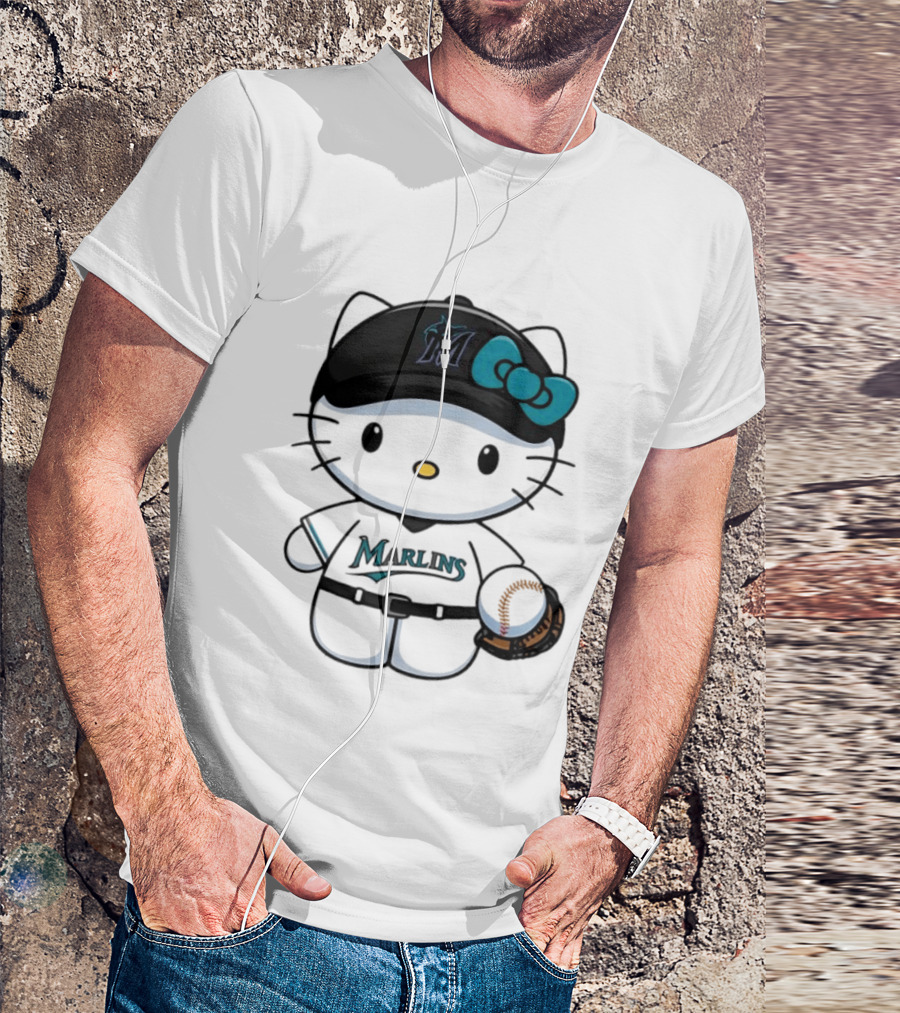Hello Kitty Miami Marlins MLB Baseball Fan Merchandise T-Shirt