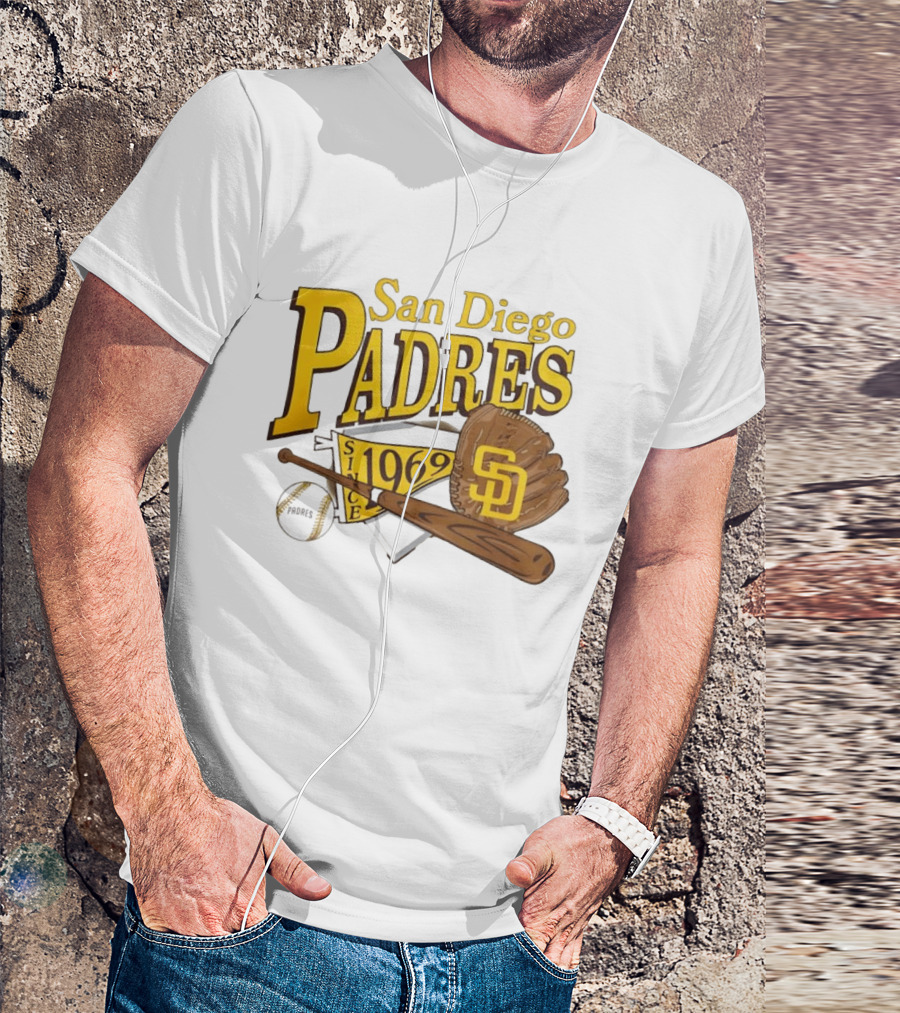 San Diego Padres Baseball Glove Bat Ball Since 1969 T-Shirt