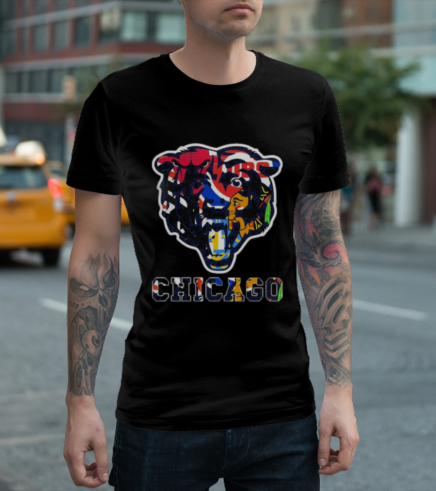 Chicago Bears Cubs White Sox Bulls Blackhawks Fire Sports Mashup T-Shirt