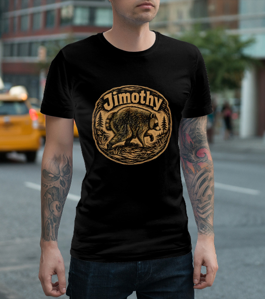 Jimothy Raccoon Forest Scene Seattle Washington Meme 2026 T-Shirt