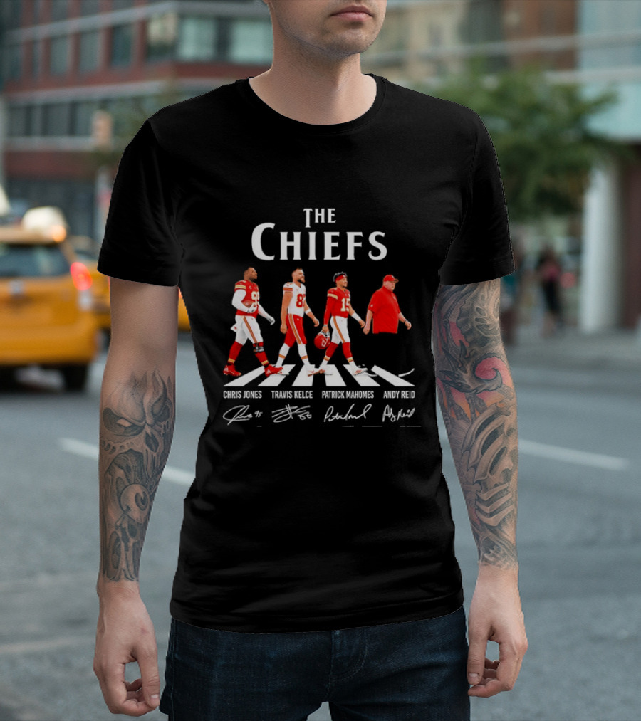 The Chiefs Abbey Road Chris Jones Travis Kelce Patrick Mahomes Andy Reid T-Shirt