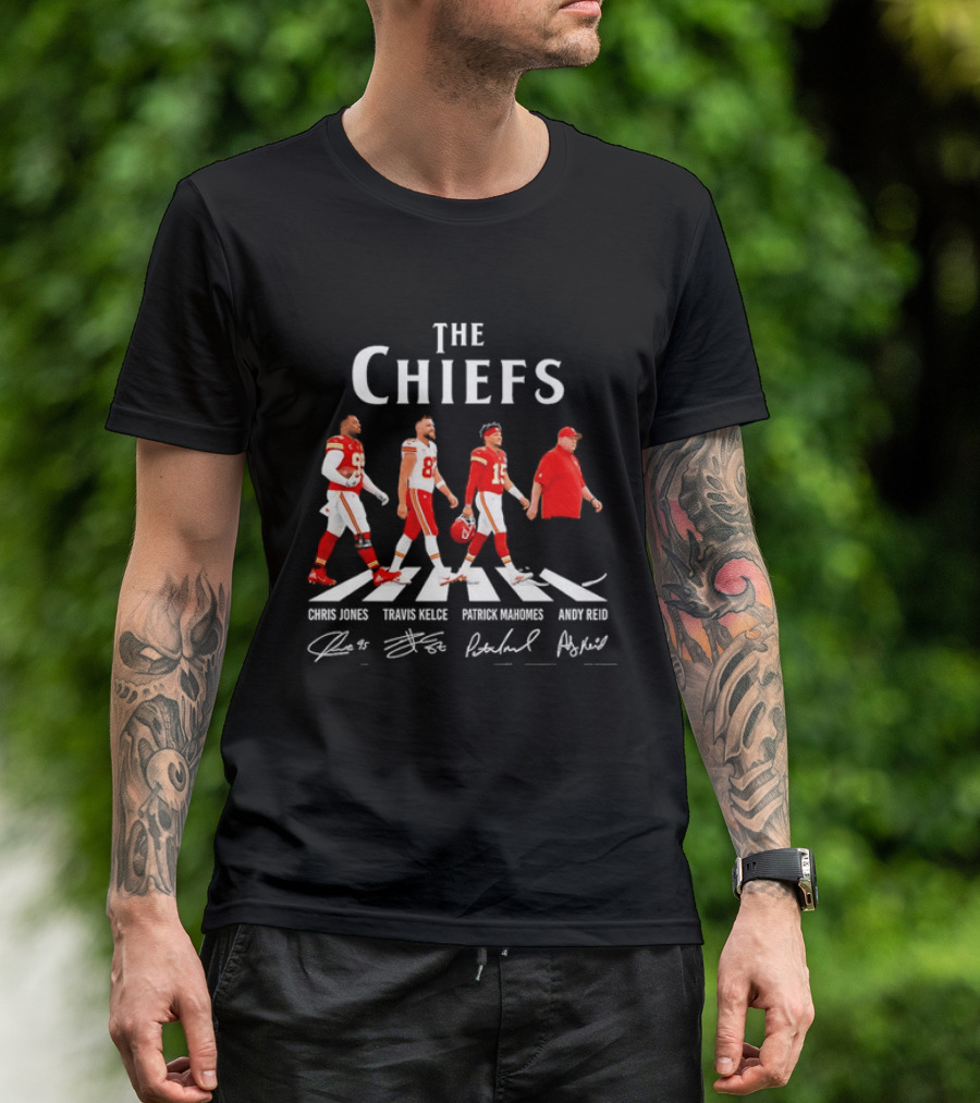 The Chiefs Abbey Road Chris Jones Travis Kelce Patrick Mahomes Andy Reid T-Shirt