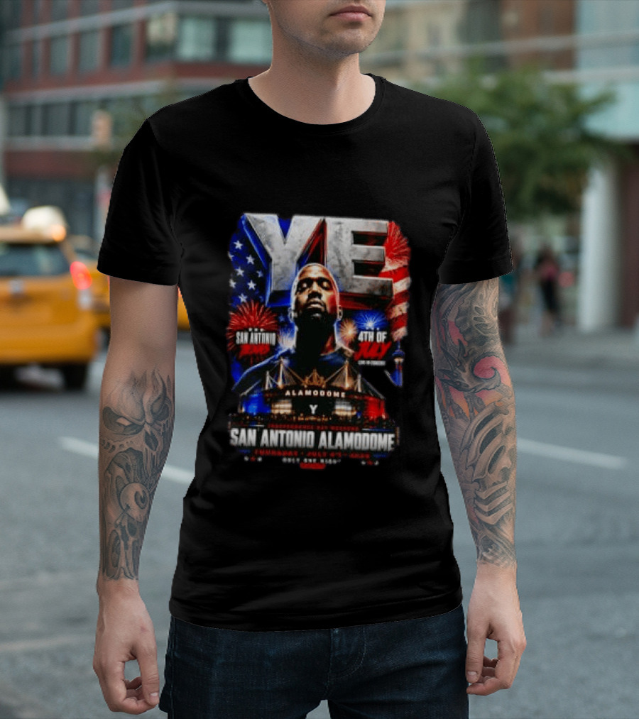 Kanye West Ye San Antonio Alamodome 4th Of July Concert Independence Day Fireworks Flag Stars T-Shirt