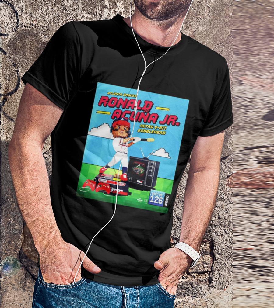 Atlanta Braves Ronald Acuna Jr. Retro 8 Bit Bobblehead Game Controller TV T-Shirt