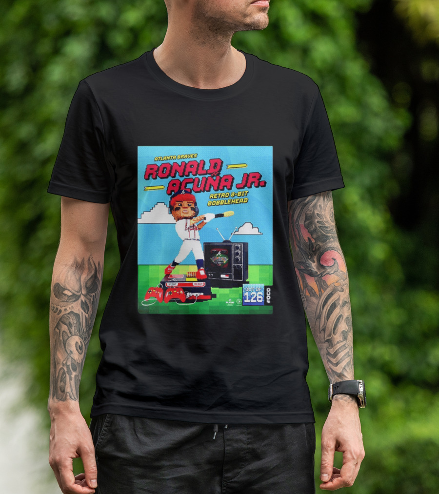Atlanta Braves Ronald Acuna Jr. Retro 8 Bit Bobblehead Game Controller TV T-Shirt