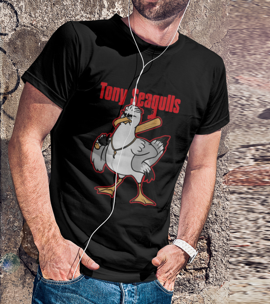 Tony Seagulls Section 10 Bird Character With Baseball Bat T-Shirt