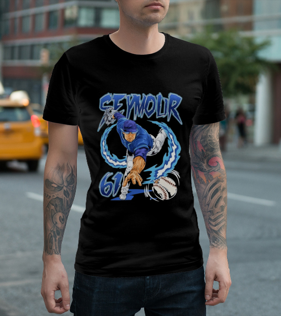 Seymour 61 Miami Marlins MLB Baseball Player Pitching Action T-Shirt