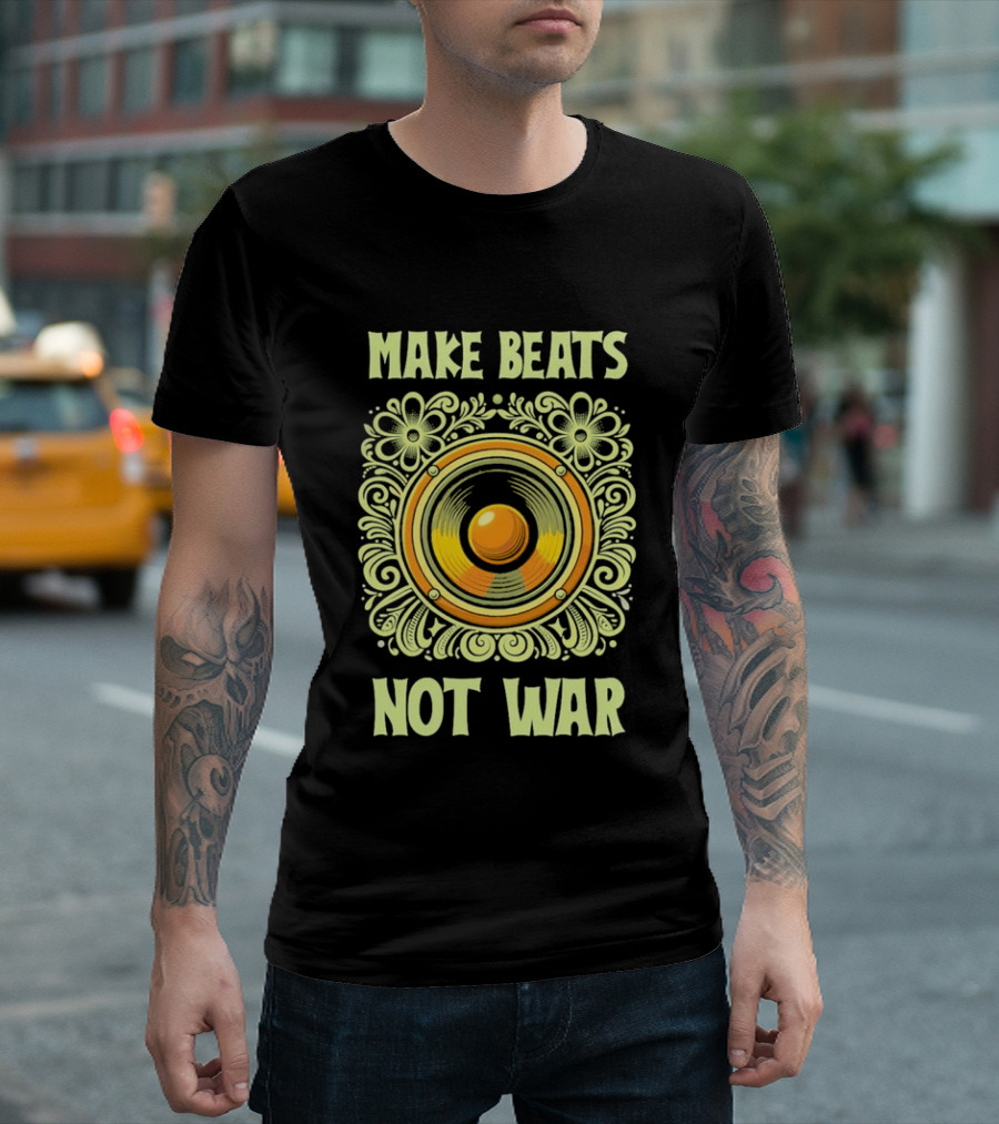 Make Beats Not War Boho Hippy Music Speaker T-Shirt