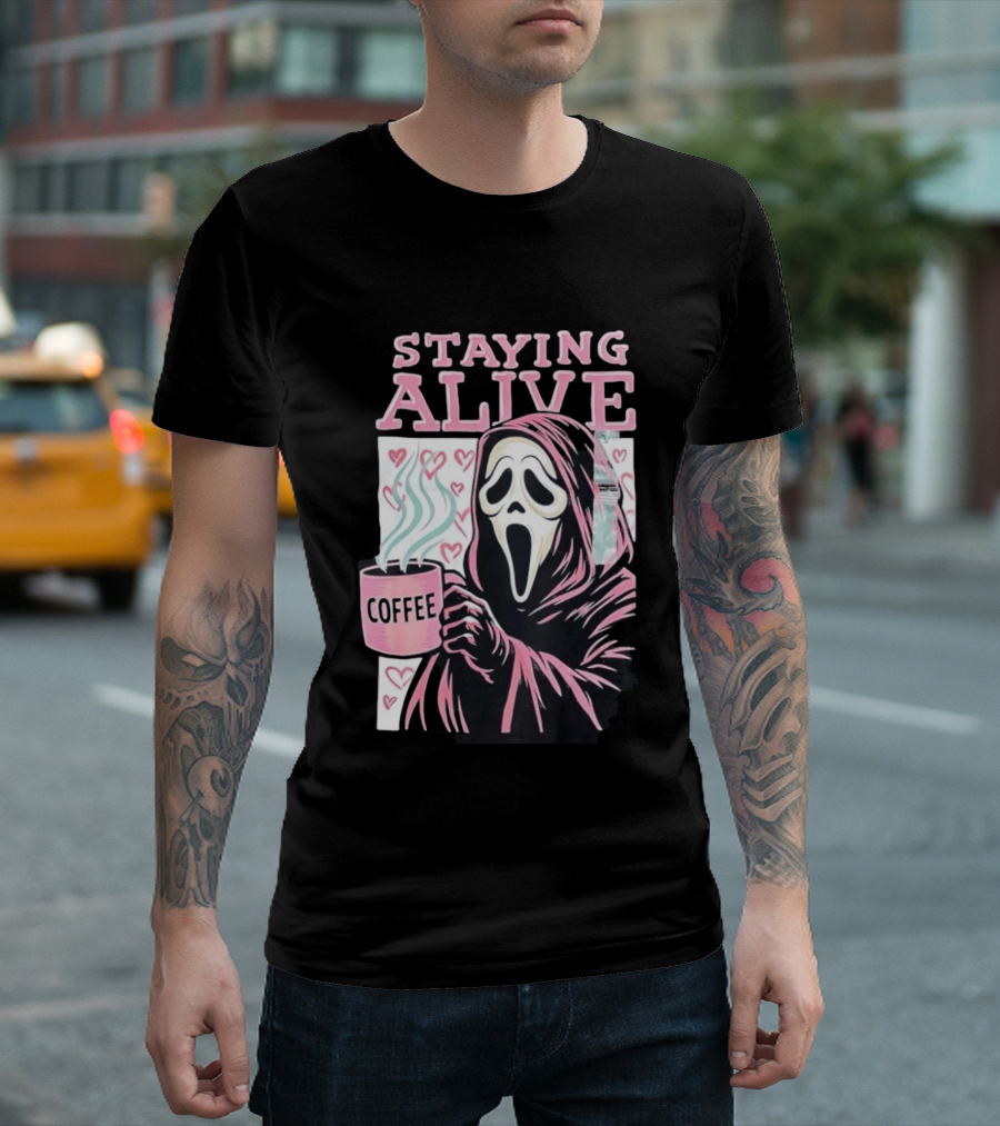 Staying Alive Ghostface Coffee T-Shirt