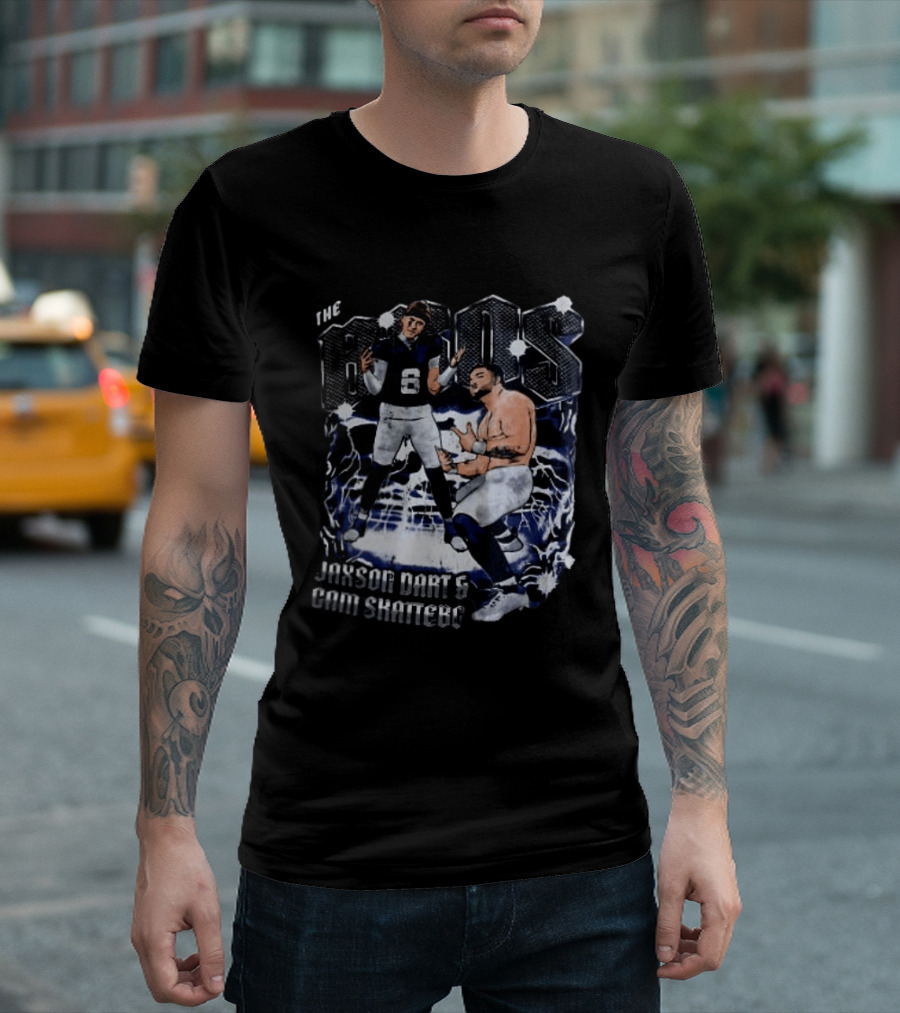 The Bros Jaxson Dart Cam Skattebo New York Giants Football Lightning T-Shirt