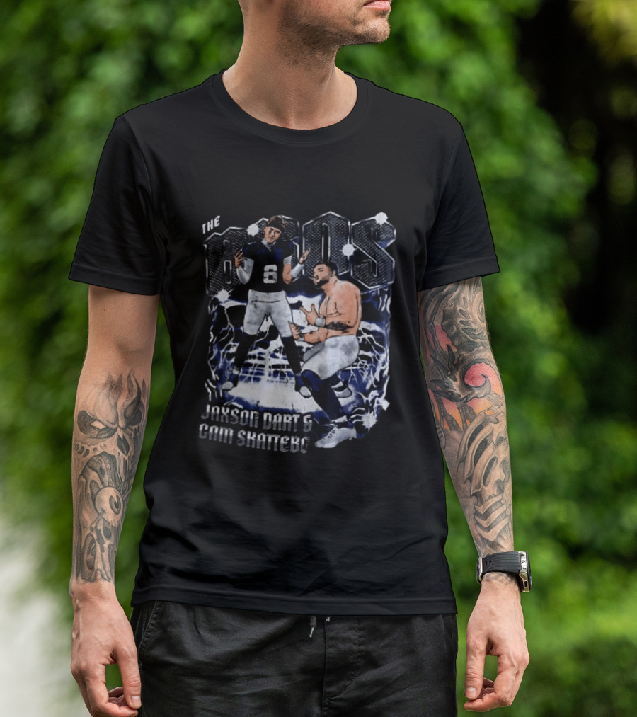 The Bros Jaxson Dart Cam Skattebo New York Giants Football Lightning T-Shirt