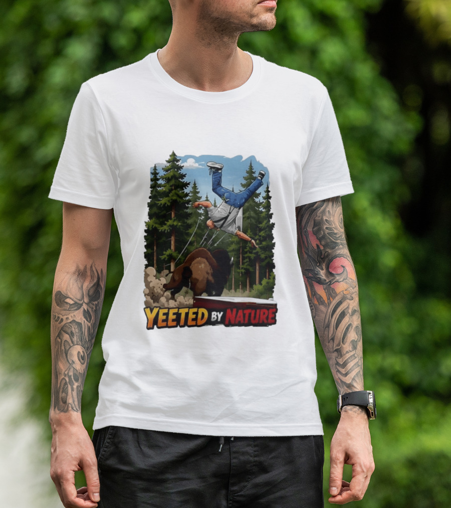 Bison Tossing Tourist Adventure Yeeted By Nature Comedy T-Shirt