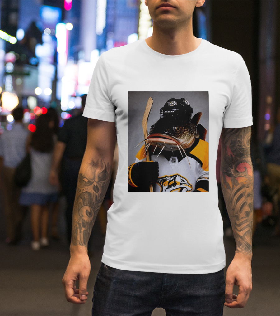 Nashville Predators Catfish Hockey Mascot Community Spirit T-Shirt
