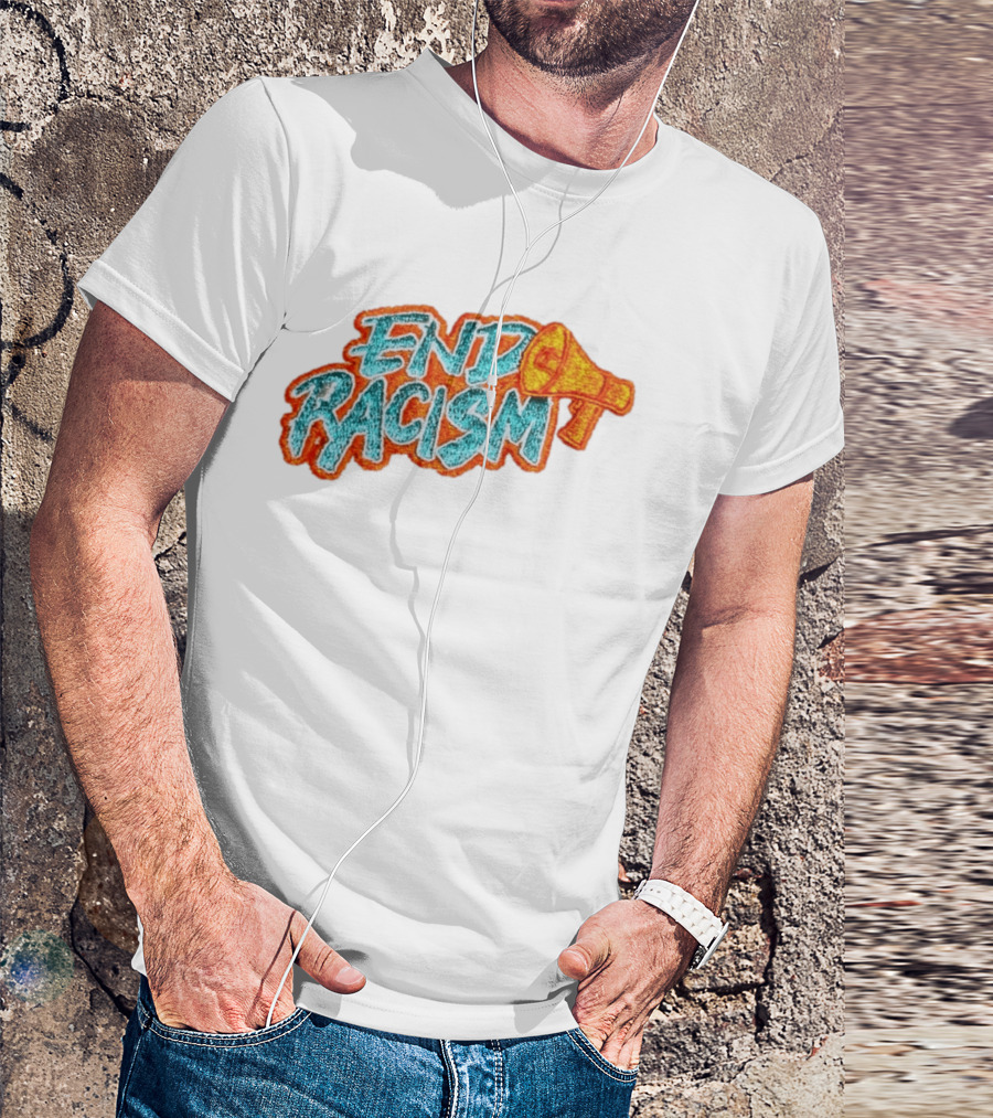 End Racism Embroidered Iron On Patch With Megaphone Applique T-Shirt