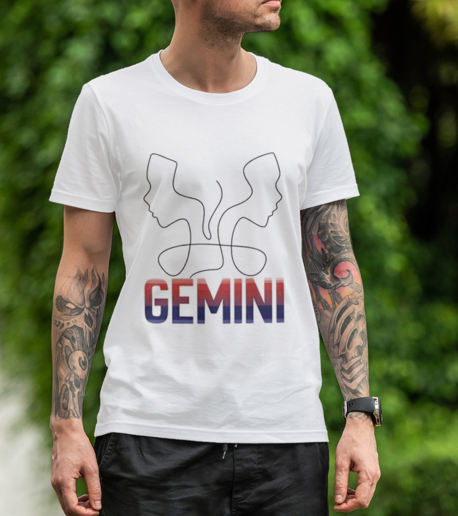 Gemini Zodiac Rainbow Outline LGBTQ Pride T-Shirt