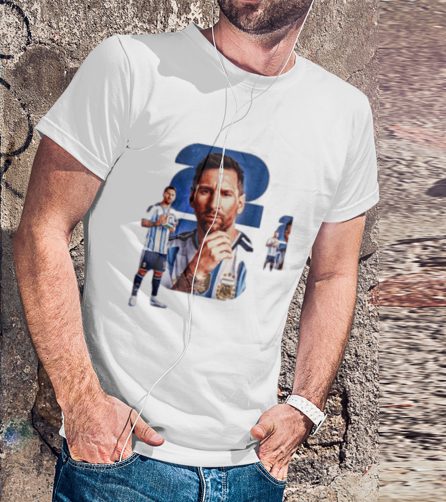 Lionel Messi Argentina Jersey 2023 FIFA World Cup Champion Collage T-Shirt