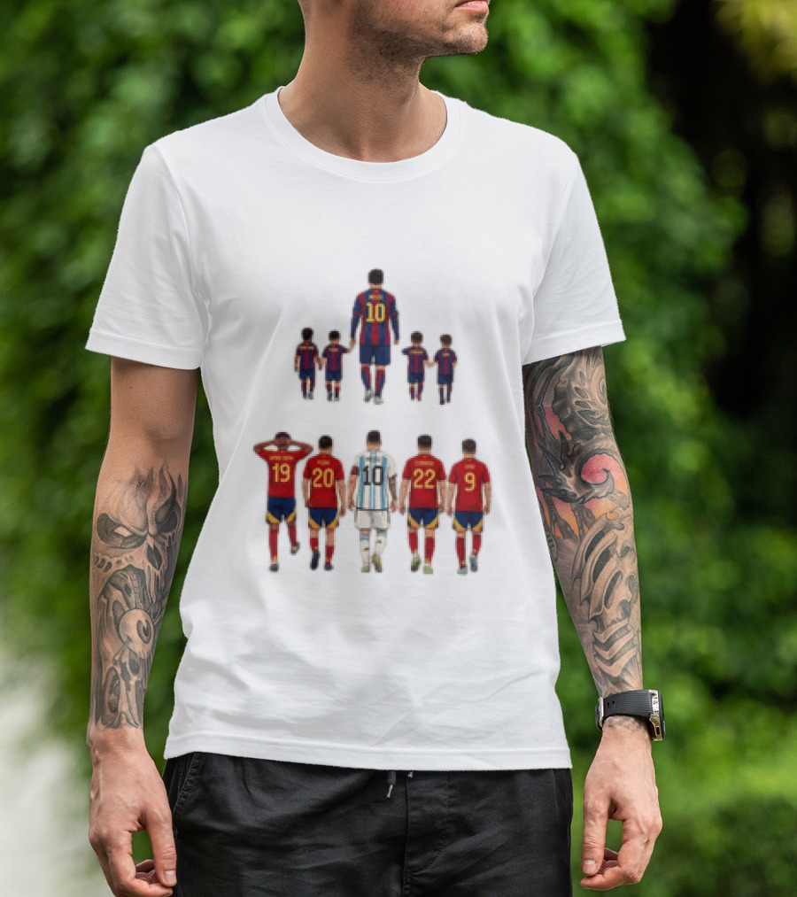 Lionel Messi With Lamine Yamal Pedri Gavi Football Legends T-Shirt