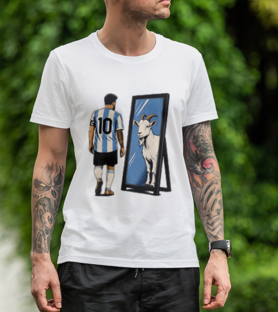 Messi Argentina 10 Reflecting GOAT Mirror Soccer T-Shirt