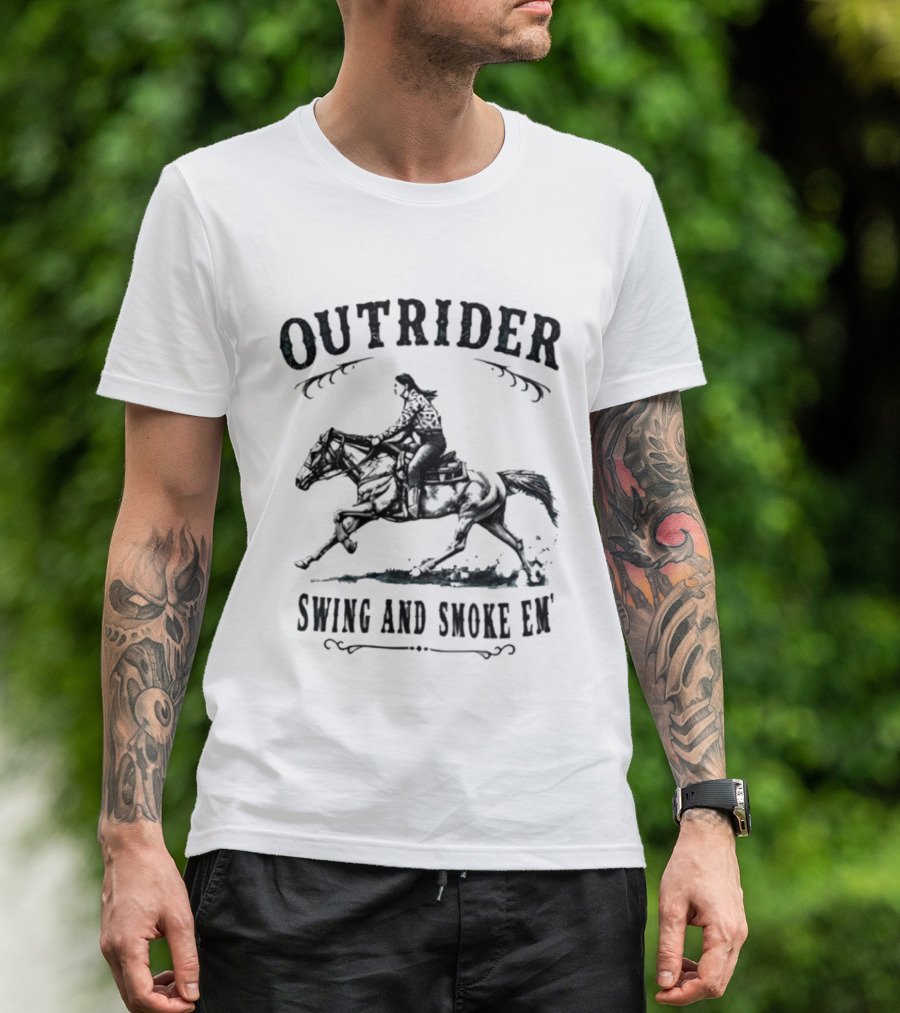 Outrider Swing And Smoke Em Cowgirl Horseback Riding Adventure T-Shirt