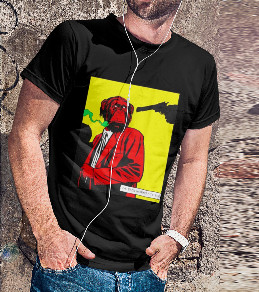 Chimpanzee Hitman Smoking Scene I've Been Waiting For You T-Shirt