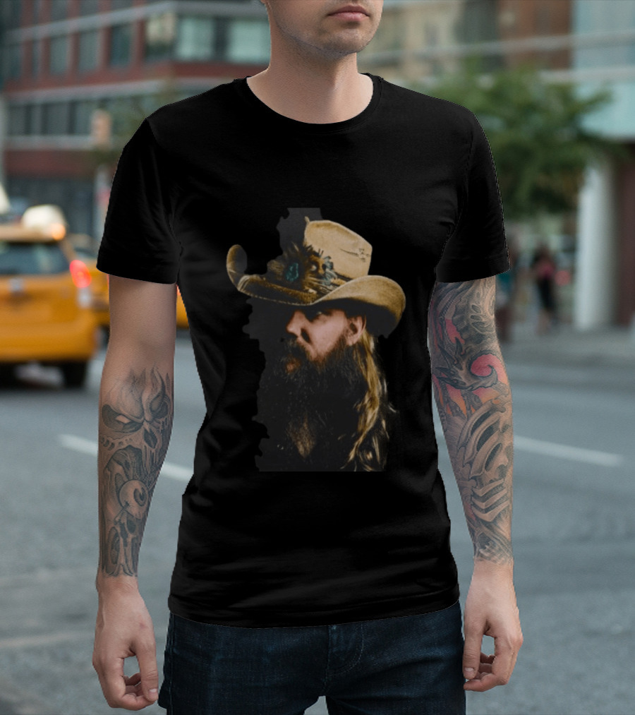 Chris Stapleton Cowboy Hat Portrait Country Music T-Shirt