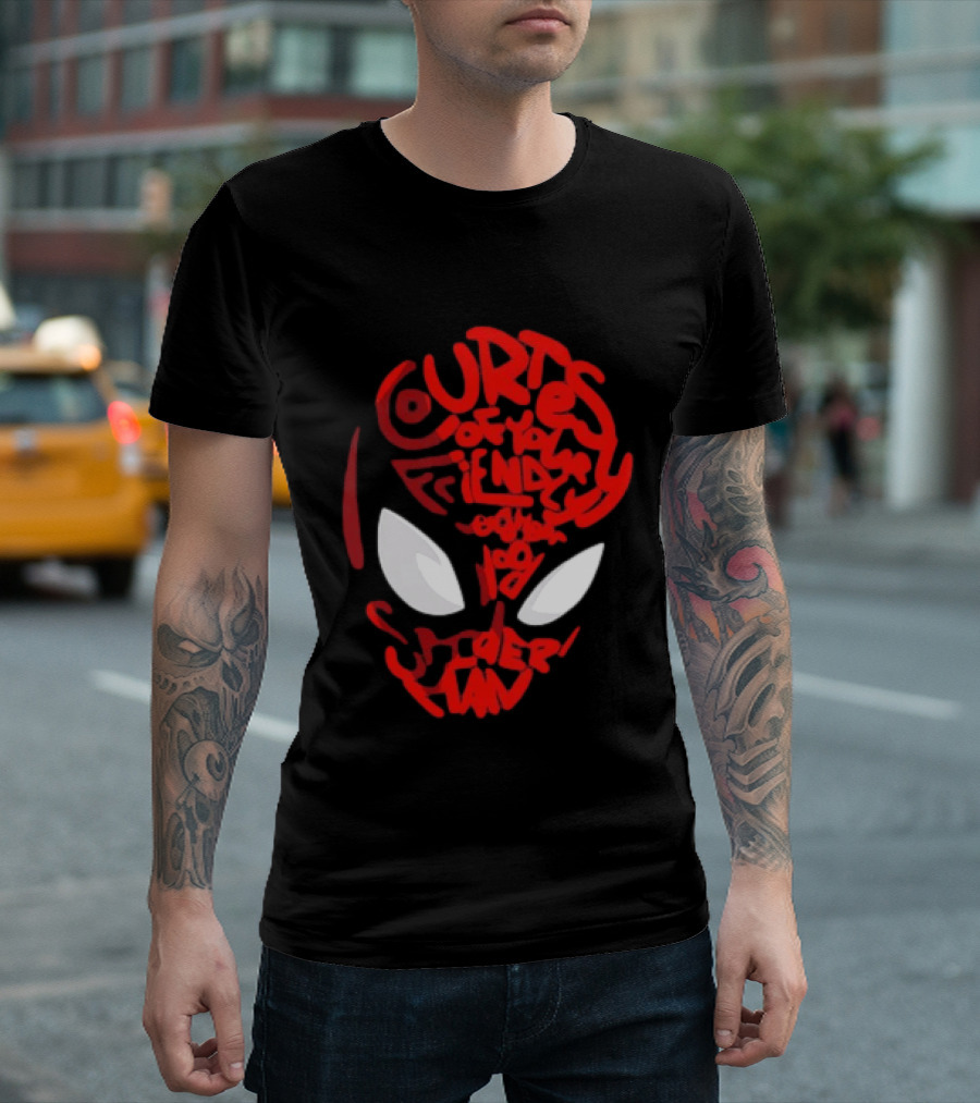 Courtesy Of Your Friendly Neighborhood Spider Man Face T-Shirt