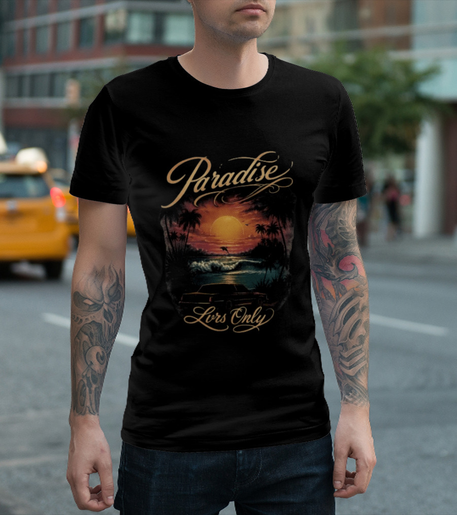 Paradise Lovers Only Sunset Beach Scene T-Shirt