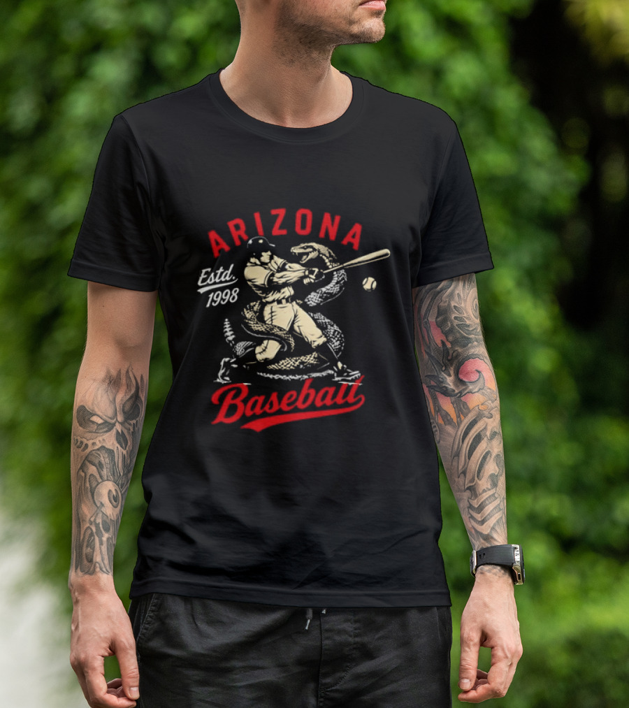 Estd 1998 Arizona Baseball Batting Player With Snake T-Shirt