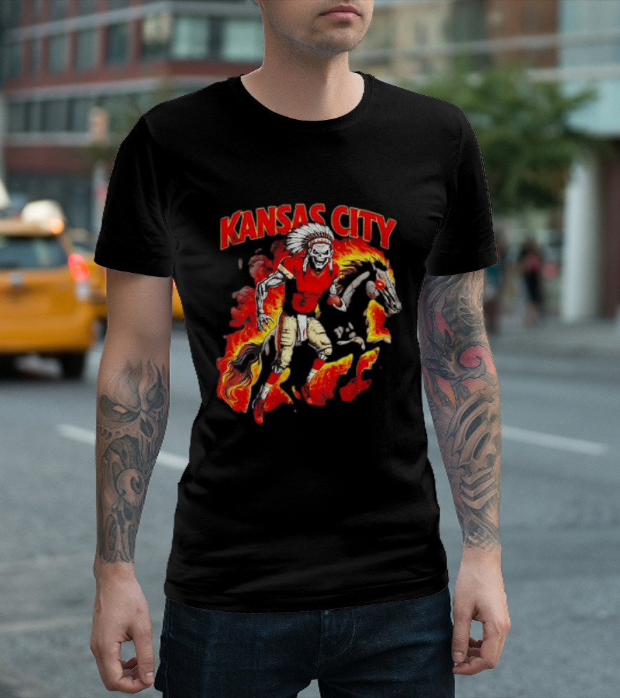 Kansas City Skeleton Player Riding Flaming Horse T-Shirt