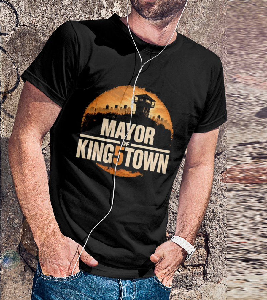 Mayor Of Kingstown Tower Silhouette Skyline Orange Circle T-Shirt