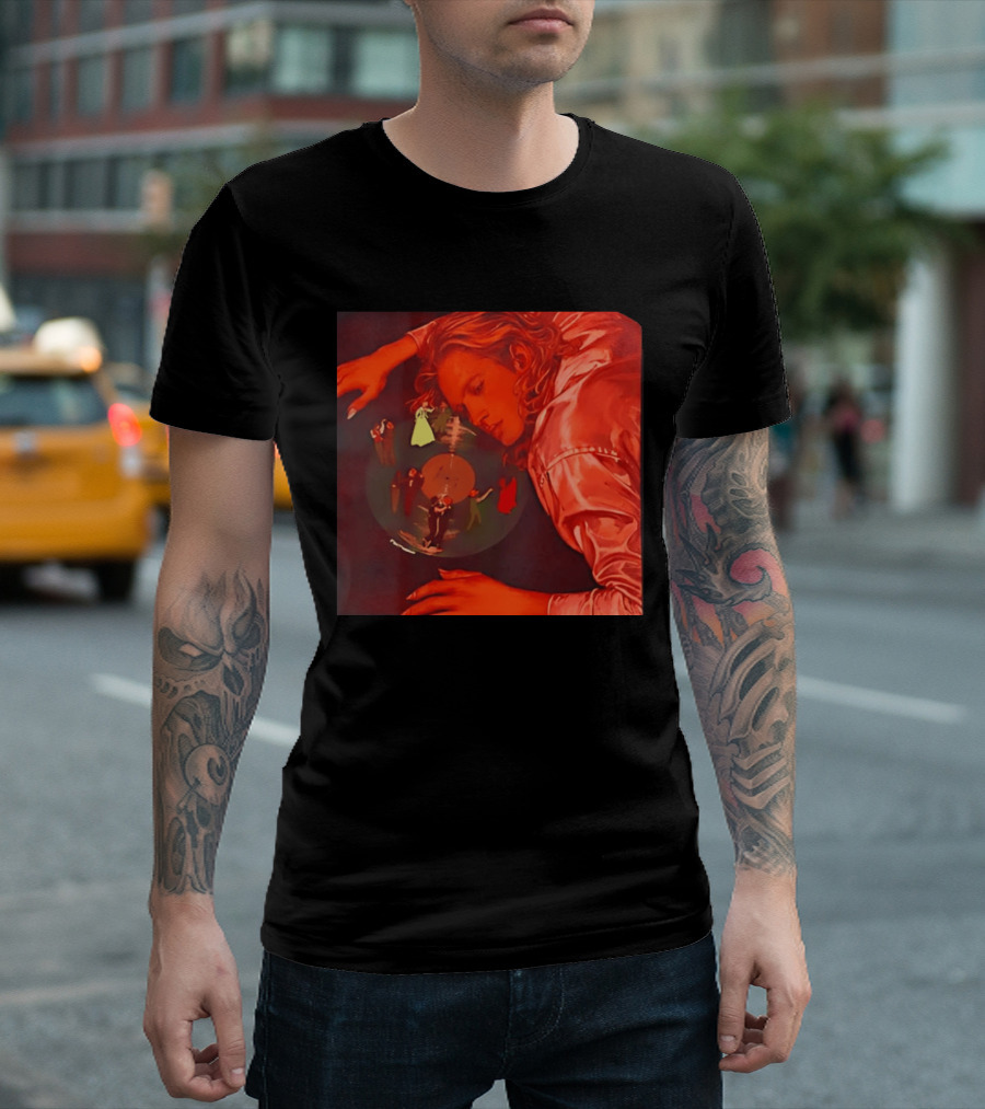 Vinyl Dreams Young Man Resting With Dancing Figures T-Shirt