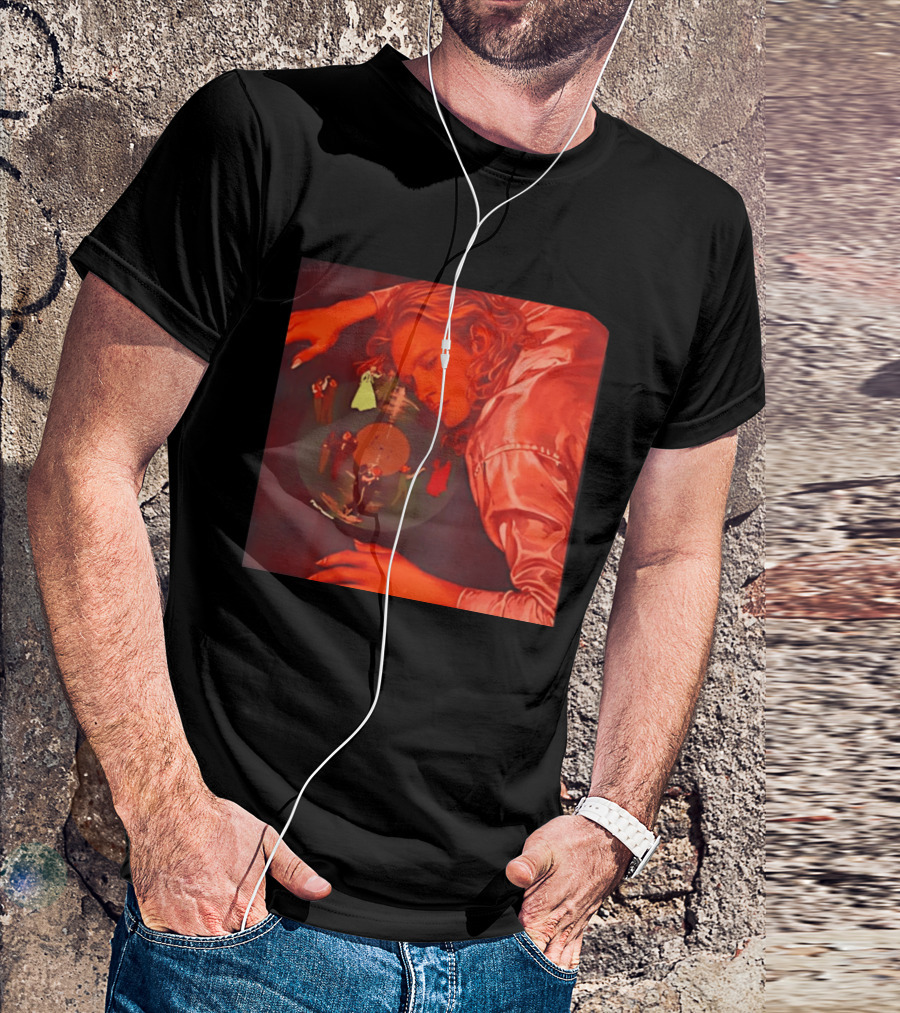 Vinyl Dreams Young Man Resting With Dancing Figures T-Shirt