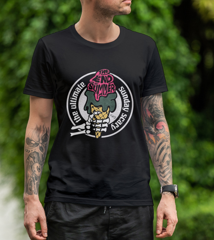 The Ultimate Sunday Scary The End Of Summer Skeleton Ice Cream T-Shirt